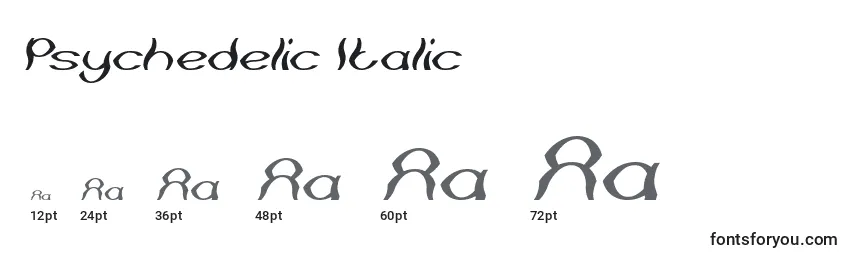 Psychedelic Italic-fontin koot