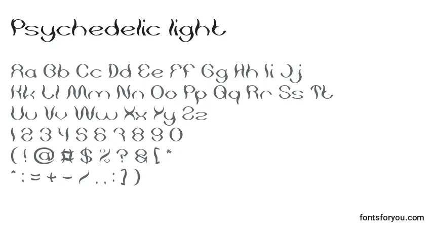 Czcionka Psychedelic light – alfabet, cyfry, specjalne znaki