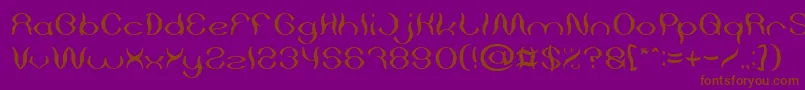 Psychedelic light-Schriftart – Braune Schriften auf violettem Hintergrund