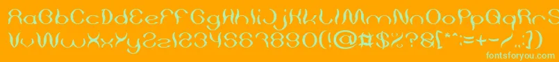 Psychedelic light-Schriftart – Grüne Schriften auf orangefarbenem Hintergrund