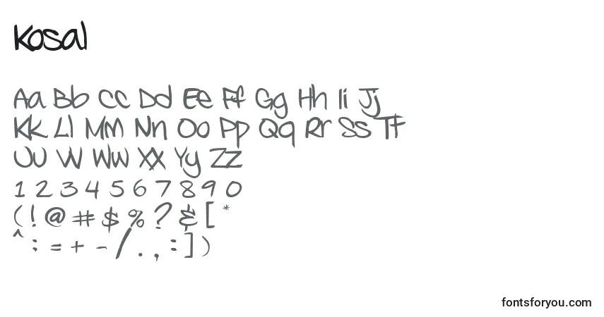 Шрифт Kosal – алфавит, цифры, специальные символы