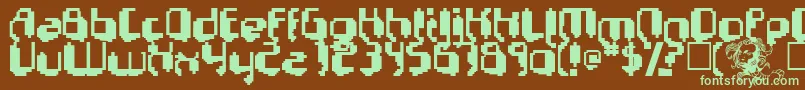 フォントPSYCHO – 緑色の文字が茶色の背景にあります。