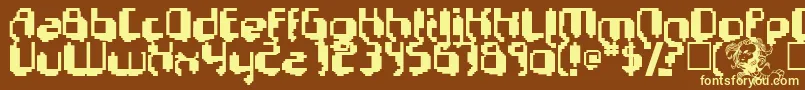 PSYCHO-fontti – keltaiset fontit ruskealla taustalla