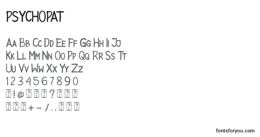 Fuente PSYCHOPAT - alfabeto, números, caracteres especiales