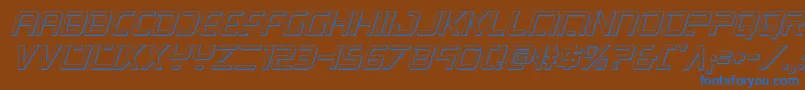 フォントpsyonic3dital – 茶色の背景に青い文字