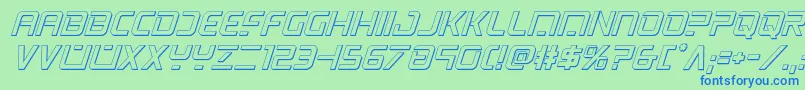 フォントpsyonic3dital – 青い文字は緑の背景です。