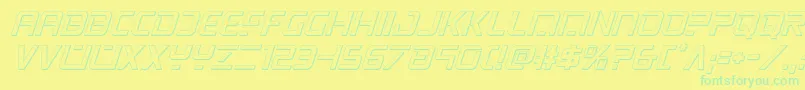 フォントpsyonic3dital – 黄色い背景に緑の文字