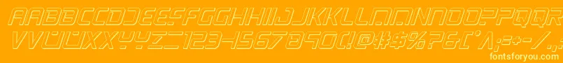 psyonic3dital-Schriftart – Gelbe Schriften auf orangefarbenem Hintergrund