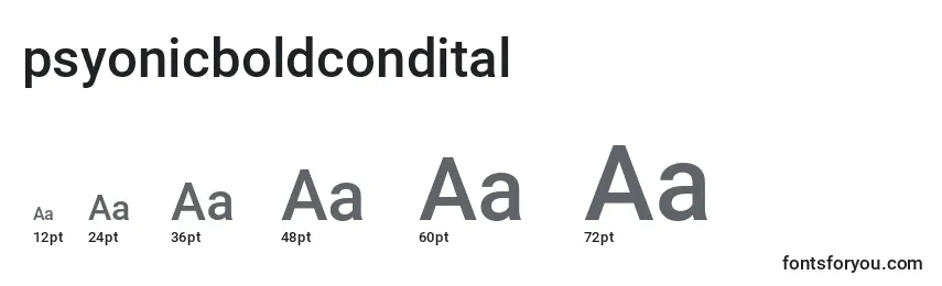 Размеры шрифта Psyonicboldcondital (137418)