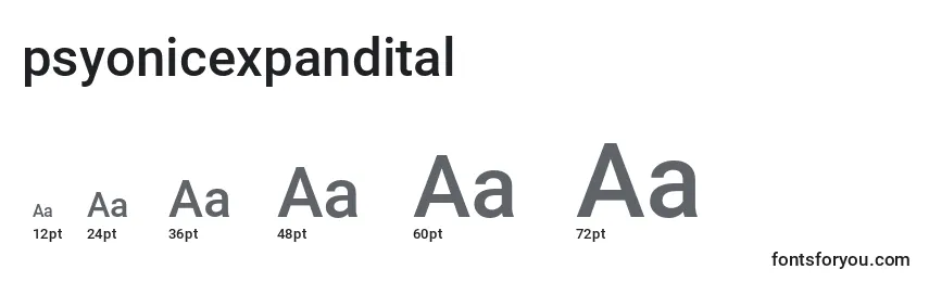 Размеры шрифта Psyonicexpandital (137425)