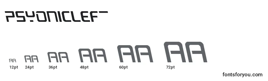 Размеры шрифта Psyonicleft (137427)