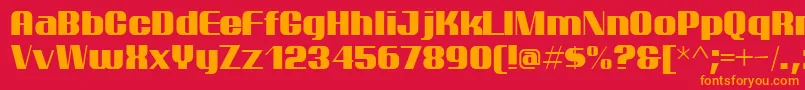 フォントptarm    – 赤い背景にオレンジの文字