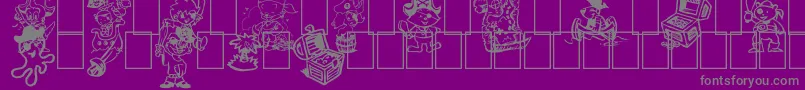 Ptits Pirates-Schriftart – Graue Schriften auf violettem Hintergrund