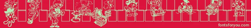 フォントPtits Pirates – 赤い背景に緑の文字