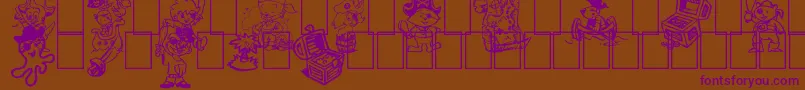 フォントPtits Pirates – 紫色のフォント、茶色の背景