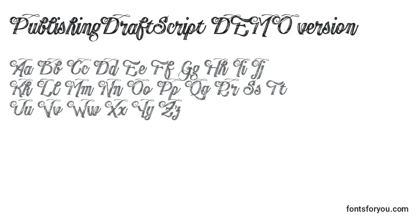 Schriftart PublishingDraftScript DEMO version – Alphabet, Zahlen, spezielle Symbole