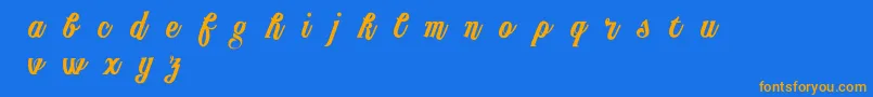 En savoir plus sur la police PublishingScript DEMO version Police PublishingScript DEMO version – polices orange sur fond bleu
