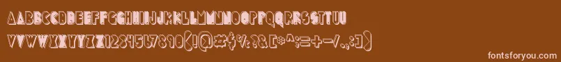 PuckMan-Schriftart – Rosa Schriften auf braunem Hintergrund