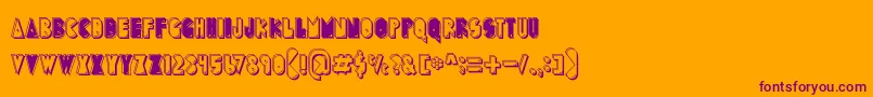 フォントPuckMan – オレンジの背景に紫のフォント
