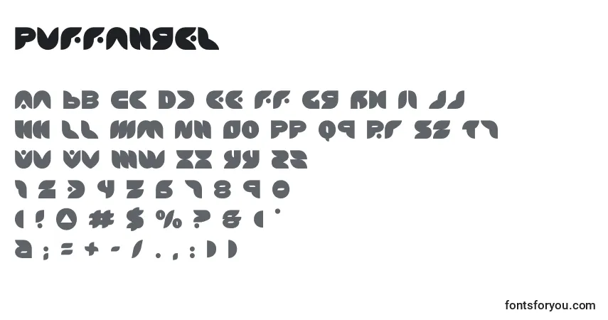 Schriftart Puffangel (137439) – Alphabet, Zahlen, spezielle Symbole