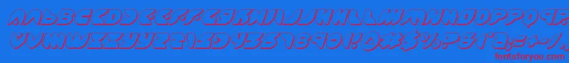 Czcionka puffangel3dital – czerwone czcionki na niebieskim tle