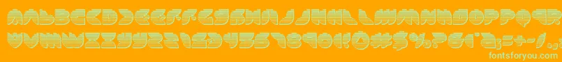puffangelchrome-Schriftart – Grüne Schriften auf orangefarbenem Hintergrund