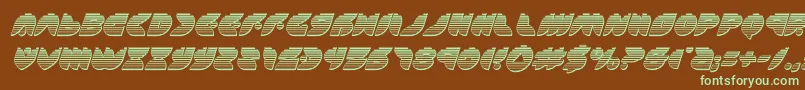 フォントpuffangelchromeital – 緑色の文字が茶色の背景にあります。
