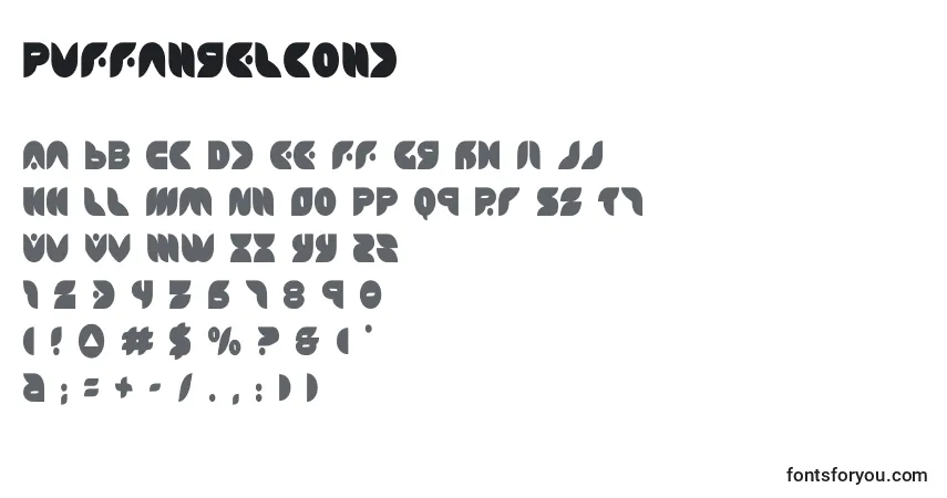 A fonte Puffangelcond (137449) – alfabeto, números, caracteres especiais