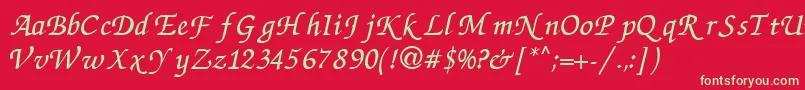 Шрифт ZapfchanceryCyrillicItalic – зелёные шрифты на красном фоне