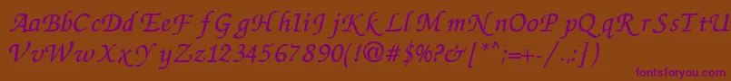 ZapfchanceryCyrillicItalic Font – Purple Fonts on Brown Background