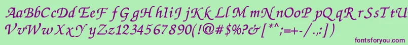 ZapfchanceryCyrillicItalic Font – Purple Fonts on Green Background