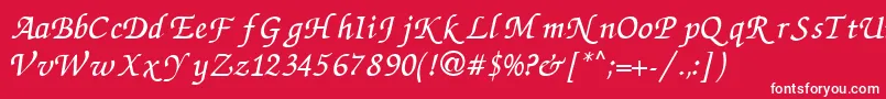 ZapfchanceryCyrillicItalic Font – White Fonts on Red Background