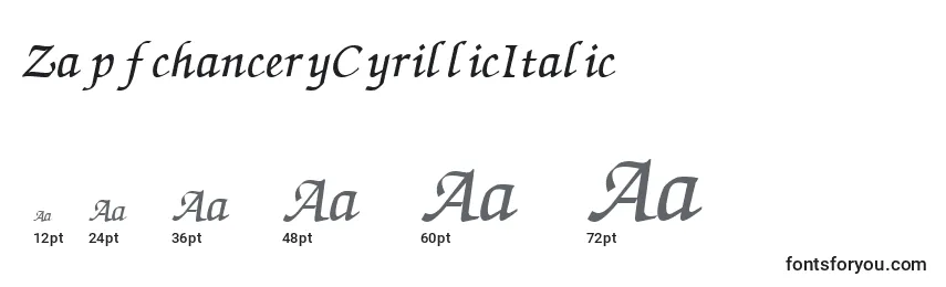 Größen der Schriftart ZapfchanceryCyrillicItalic