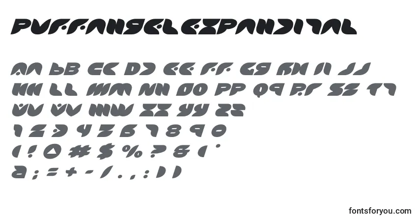 Schriftart Puffangelexpandital (137455) – Alphabet, Zahlen, spezielle Symbole
