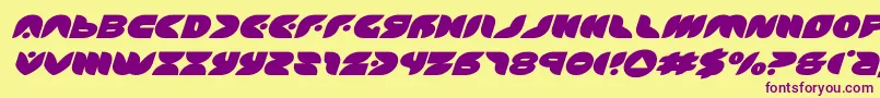 puffangelexpandital-Schriftart – Violette Schriften auf gelbem Hintergrund