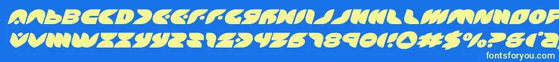 puffangelexpandital Font – Yellow Fonts on Blue Background