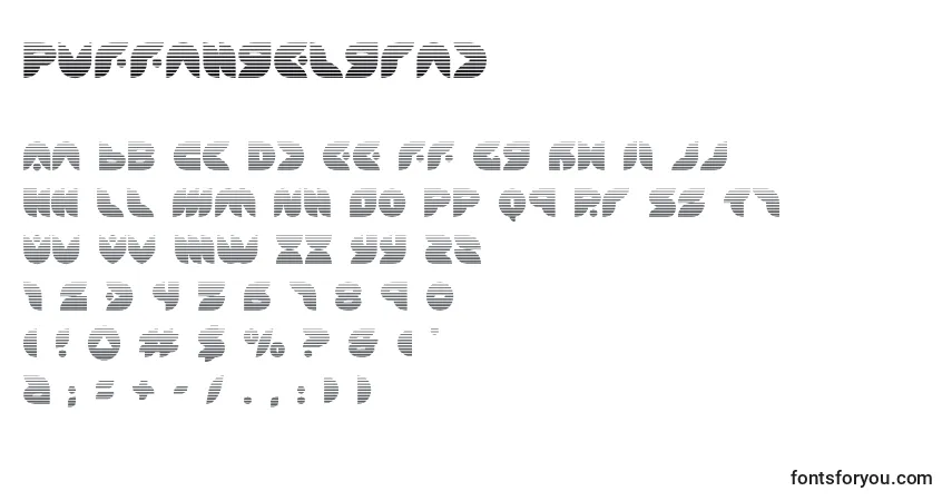 A fonte Puffangelgrad (137457) – alfabeto, números, caracteres especiais