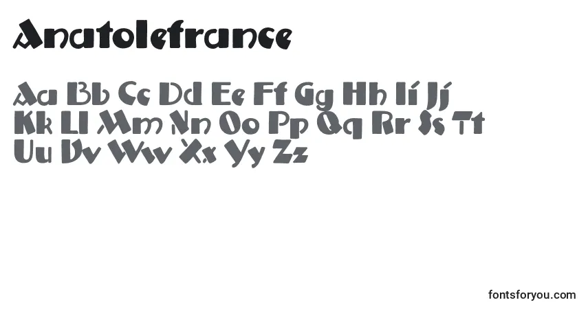 Czcionka Anatolefrance – alfabet, cyfry, specjalne znaki