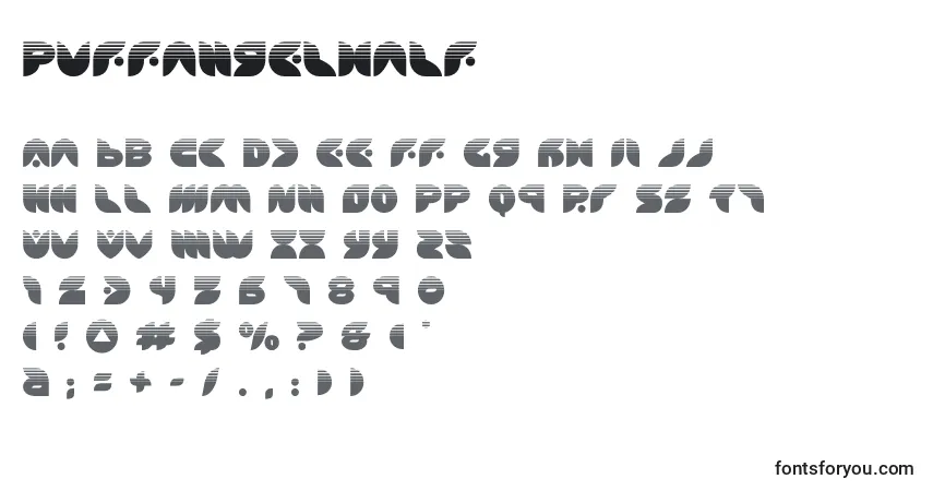A fonte Puffangelhalf (137461) – alfabeto, números, caracteres especiais