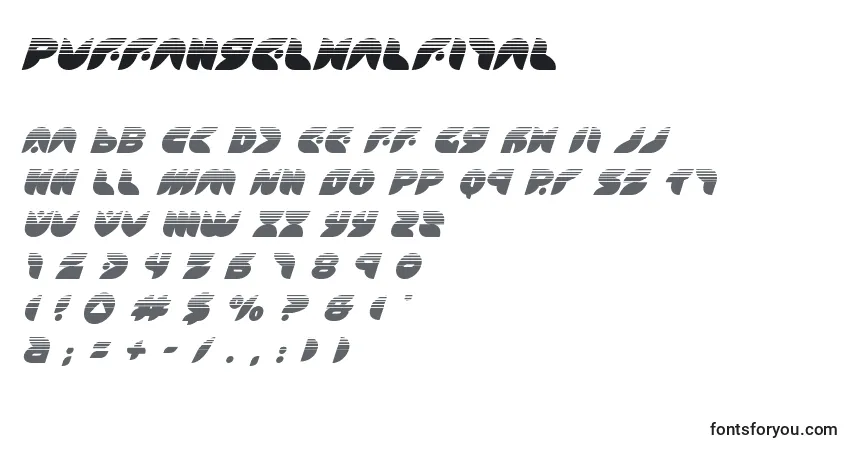 A fonte Puffangelhalfital (137464) – alfabeto, números, caracteres especiais