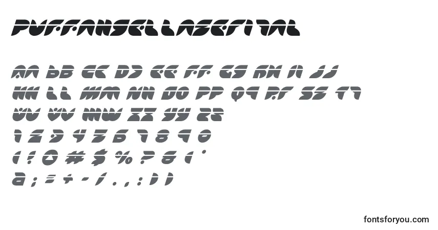 Schriftart Puffangellaserital (137469) – Alphabet, Zahlen, spezielle Symbole
