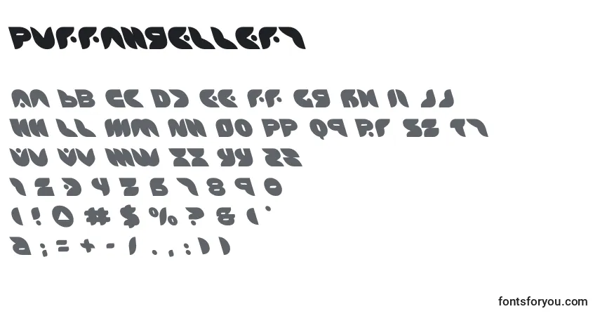Schriftart Puffangelleft (137471) – Alphabet, Zahlen, spezielle Symbole