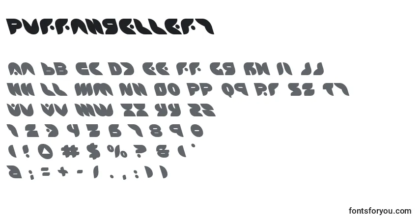 Schriftart Puffangelleft (137472) – Alphabet, Zahlen, spezielle Symbole