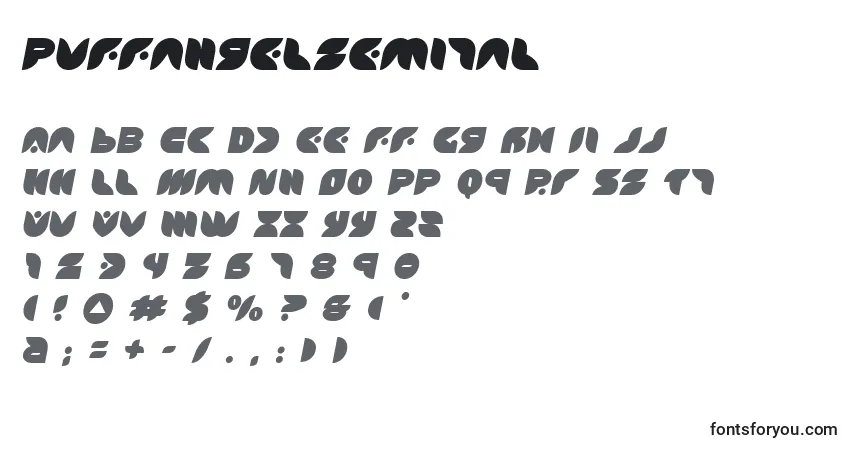 A fonte Puffangelsemital (137474) – alfabeto, números, caracteres especiais