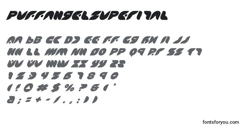 Schriftart Puffangelsuperital (137475) – Alphabet, Zahlen, spezielle Symbole