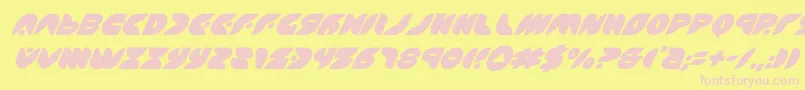 Czcionka puffangelsuperital – różowe czcionki na żółtym tle