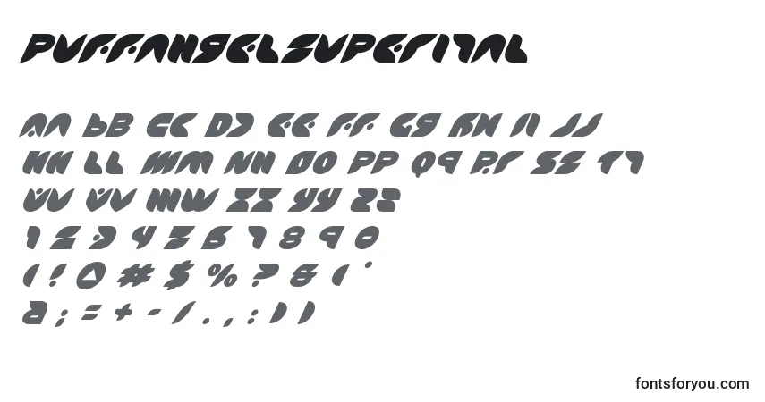 Schriftart Puffangelsuperital (137476) – Alphabet, Zahlen, spezielle Symbole