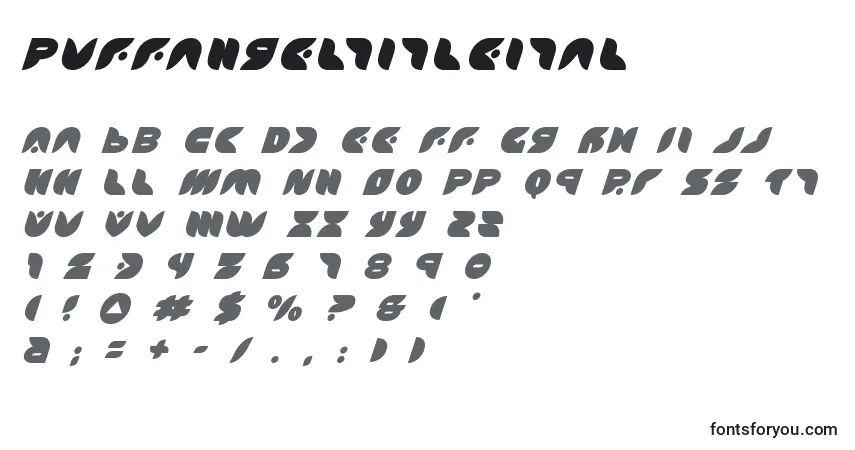 Schriftart Puffangeltitleital (137480) – Alphabet, Zahlen, spezielle Symbole