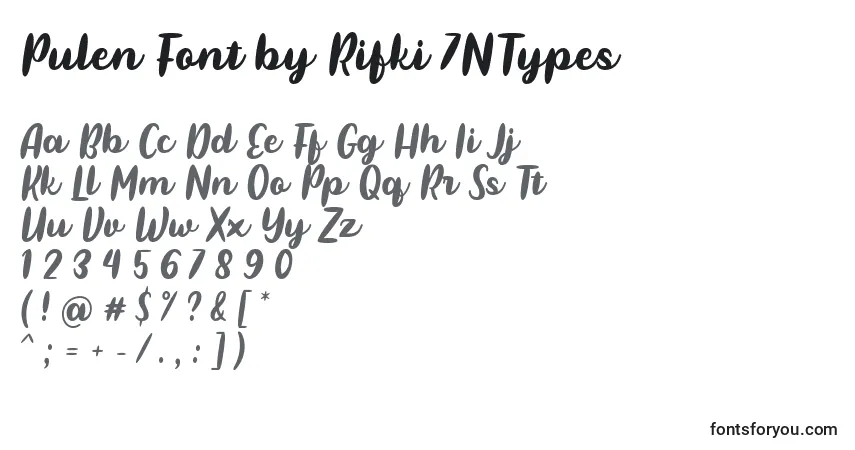 Schriftart Pulen Font by Rifki 7NTypes – Alphabet, Zahlen, spezielle Symbole