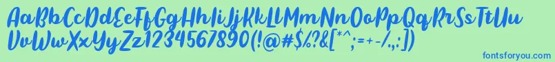 フォントPulen Font by Rifki 7NTypes – 青い文字は緑の背景です。